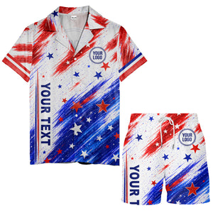 stars & stripes diagonal brushstroke american flag hawaiian shirt