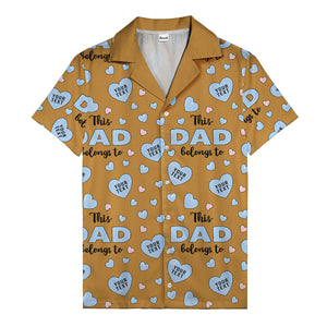 watercolor hearts & custom names hawaiian shirt for dad, navy blue