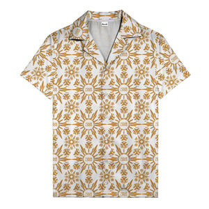 watercolor palm leaf repeat tropical hawaiian shirt for men