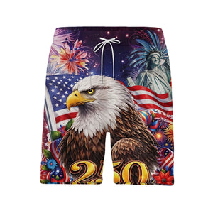 4th of July Celebration Hawaiian Shirt - Eagle Fireworks Liberty Bell & Floral Banner