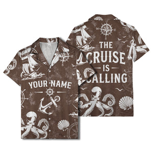 anchor octopus compass nautical adventure hawaiian shirt for men