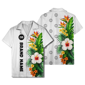 bird of paradise & hibiscus hawaiian shirt with palm leaves
