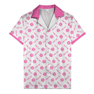 black custom logo circles text white hawaiian shirt