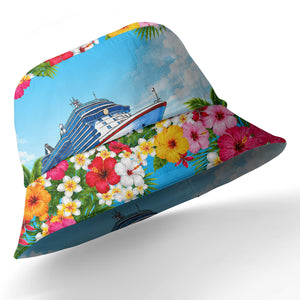 cruise ship hibiscus palm beach scene hawaiian shirt for men