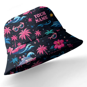 cruise ship sunset palm trees & hibiscus hawaiian shirt