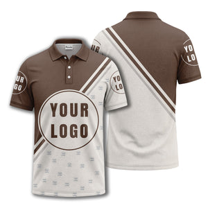 custom logo circles & diagonal stripes all over print polo shirt