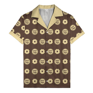custom logo daisy repeat pattern hawaiian shirt for men