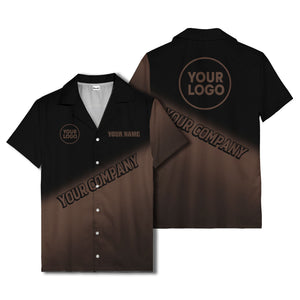 custom logo gradient black white corporate hawaiian shirt