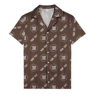 custom logo & text circle repeat black white hawaiian shirt for men