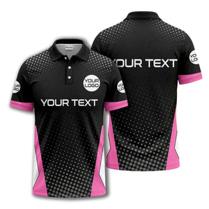 custom logo text overlay polka dot golf polo shirt