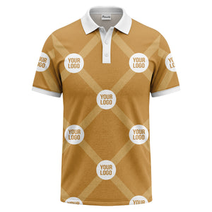 diagonal stripes & repeating custom logo polo shirt for men