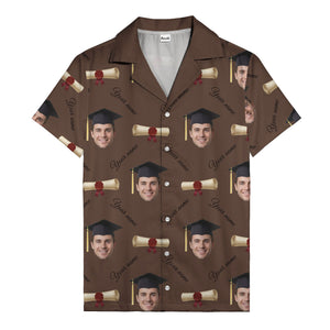 graduation caps diplomas & custom faces hawaiian shirt