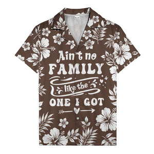 graphic white hibiscus & leaf family tribute hawaiian shirt