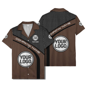 hexagonal grid diagonal stripe hawaiian shirt with custom logo