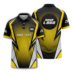 hexagonal grid geometric lines modern tech-inspired polo shirt