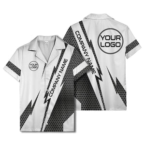 hexagonal grid lightning bolt geometric hawaiian shirt for men