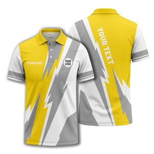 lightning bolt & geometric stripes polo shirt for men