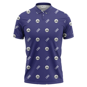 minimalist custom logo pattern polo shirt — clean repeating corporate design