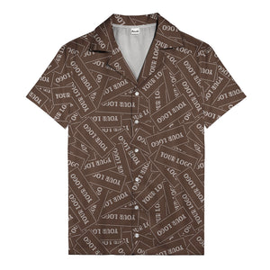 monochrome your logo repeat text graphic hawaiian shirt for men