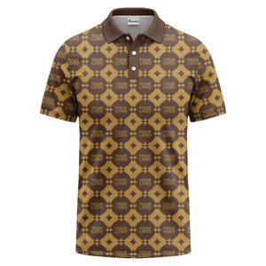 monogrammed gold black diamond repeat luxury polo shirt