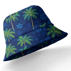 navy blue watercolor palm trees & hibiscus aloha hawaiian shirt