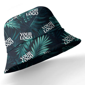 photorealistic palm leaves custom logo navy blue hawaiian shirt