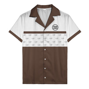 retro bowling custom logo repeat hawaiian shirt for men