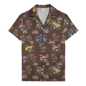 rockin' drum kits & palm trees repeat hawaiian shirt for musicians