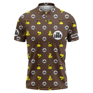 rubber duck repeat cartoon pattern custom logo black polo shirt for men