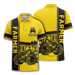 tractor farm scene graphic illustration polo shirt for men