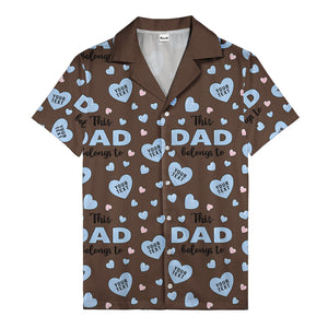 watercolor hearts & custom names hawaiian shirt for dad, navy blue