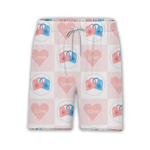 Watercolor Hearts Hawaiian Shirt in Blush Pink Rose and Fuchsia Tones