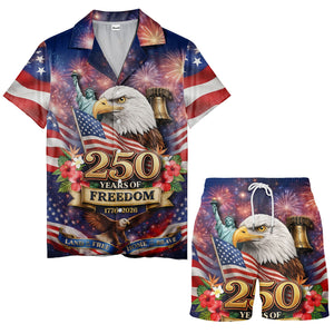 250 Years Of Freedom Stars & Stripes Aloha Shirt With Eagle & Liberty Hawaiian Shirt