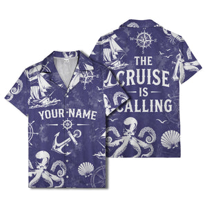 anchor octopus compass nautical adventure hawaiian shirt for men
