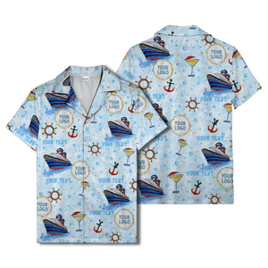 cruise ships & cocktail glasses fun cartoon hawaiian shirt for men