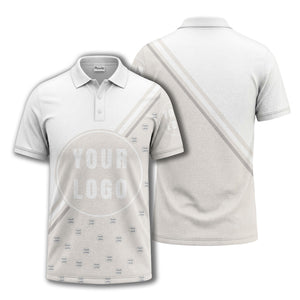 custom logo circles & diagonal stripes all over print polo shirt