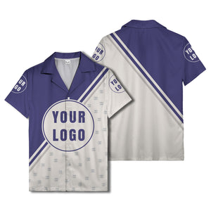 custom logo circles & diagonal stripes minimalist hawaiian shirt for men