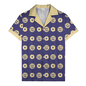custom logo daisy repeat pattern hawaiian shirt for men