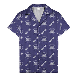 custom logo & text circle repeat black white hawaiian shirt for men