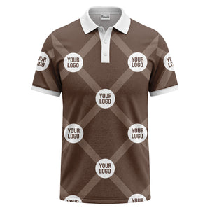 diagonal stripes & repeating custom logo polo shirt for men