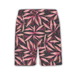 Glossy Hearts Hawaiian Shirt in Bright Pink and Red on Black Background