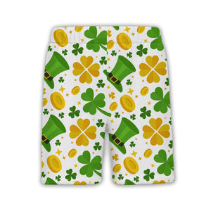 Lucky Clover Hawaiian Shirt with Leprechaun Hats and Golden Coins