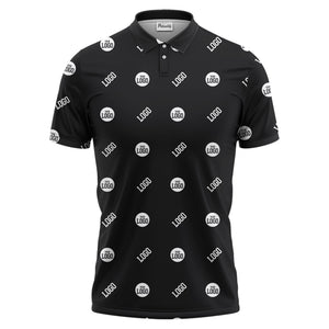 minimalist custom logo pattern polo shirt — clean repeating corporate design
