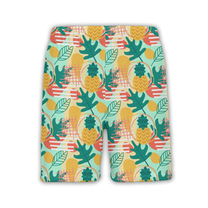 Modern Abstract Pineapple Hawaiian Shirt on Mint Green Background