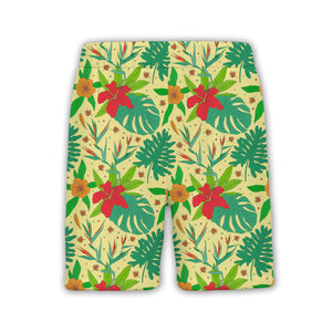 Pale Yellow Monstera Bird of Paradise Hawaiian Shirt with Philodendron Pattern