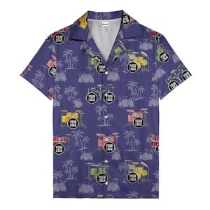 rockin' drum kits & palm trees repeat hawaiian shirt for musicians