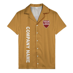 shield logo & vertical text customizable corporate hawaiian shirt