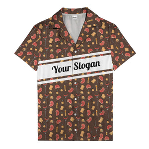steak sausage burger cartoon grill repeat hawaiian shirt