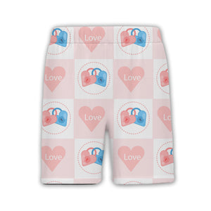 Watercolor Hearts Hawaiian Shirt in Blush Pink Rose and Fuchsia Tones
