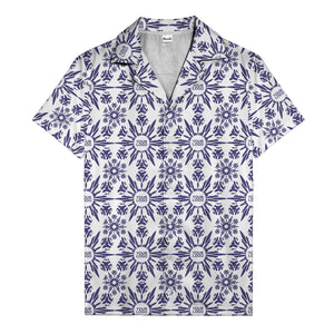 watercolor palm leaf repeat tropical hawaiian shirt for men
